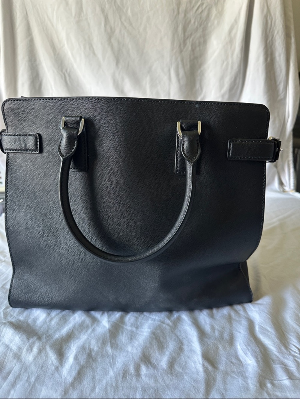 Michael Kors Black Leather Top-Handle Satchel with Silver Hardware - Picture 7 of 7
